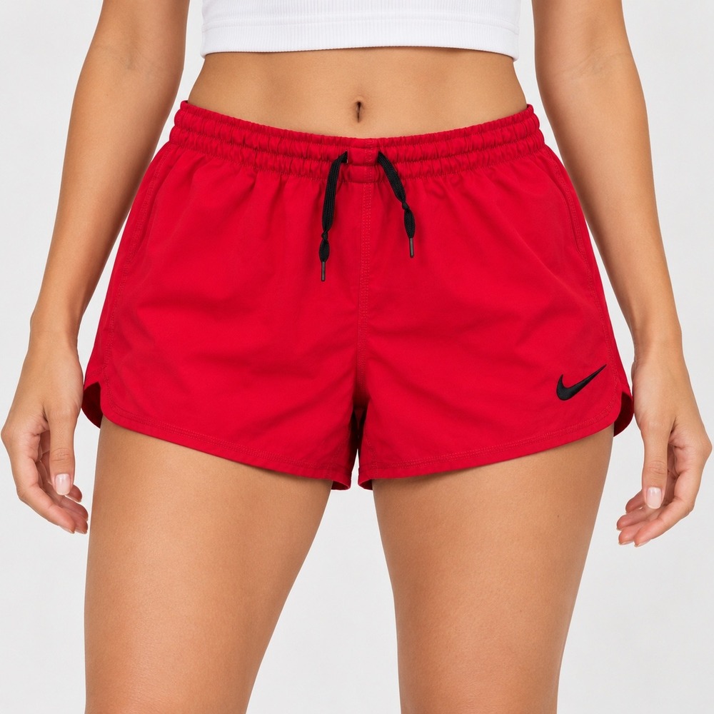 Nike Small Athletic Shorts Women Red Fit Dry Built-in Liner Swoosh